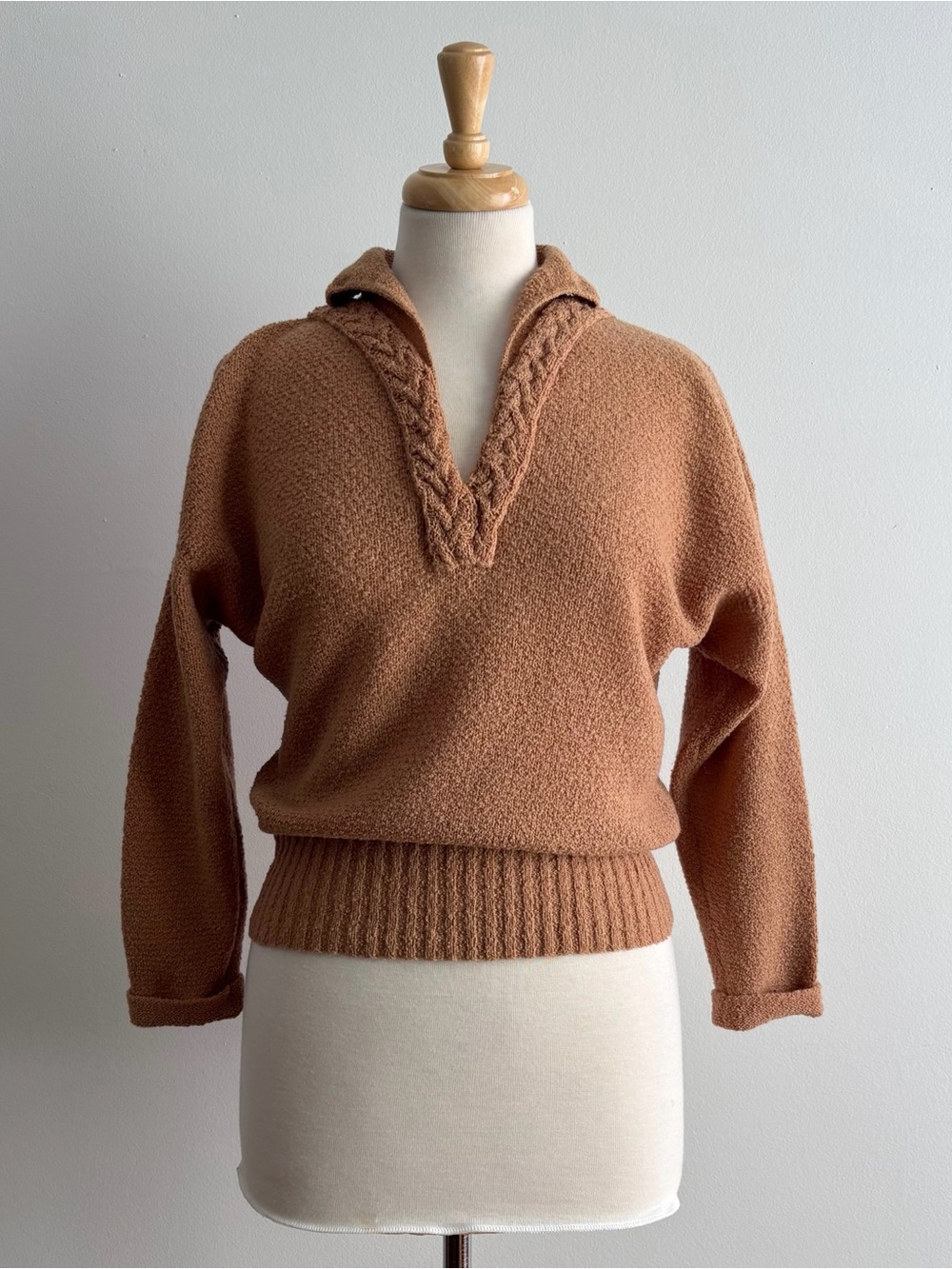 Vintage 1960s KIMBERLY Light Brown Wool Pullover Sweater / 40 inch bust
